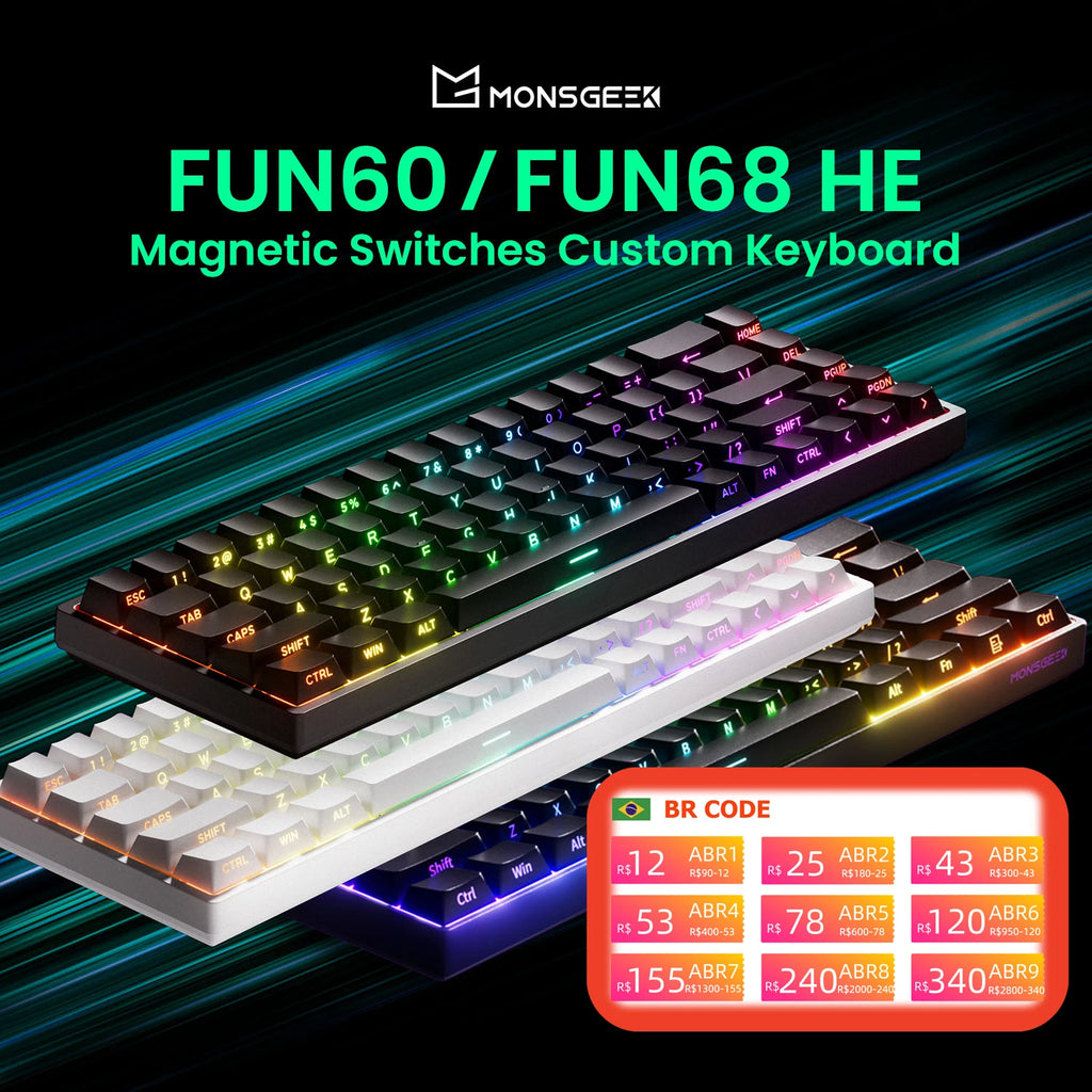 Teclado Gamer Akko MonsGeek FUN68/FUN60 PRO — 60% 65% HE Magnético, Rapid Trigger 8K, RGB