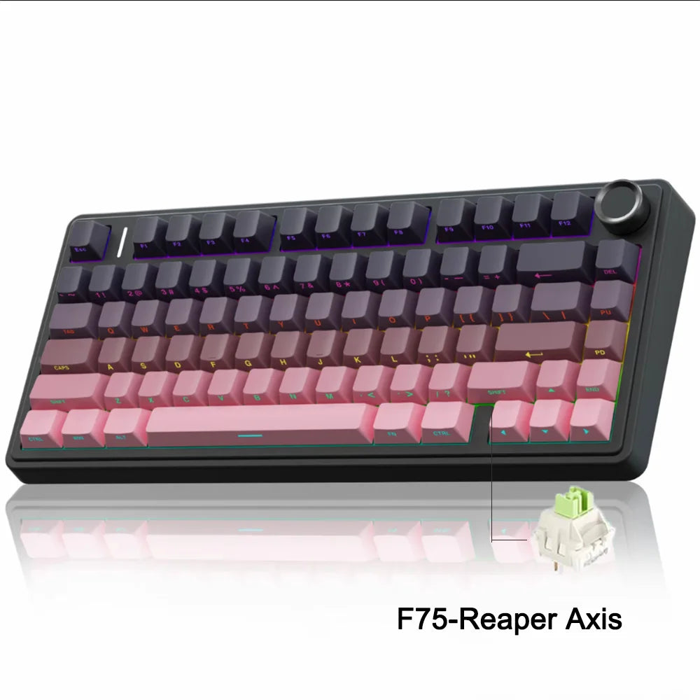 Teclado Mecânico Gamer AULA F75 75% Wireless/Bluetooth/USB RGB