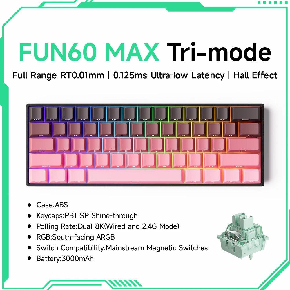 Teclado Gamer Akko MonsGeek FUN68/FUN60 PRO — 60% 65% HE Magnético, Rapid Trigger 8K, RGB