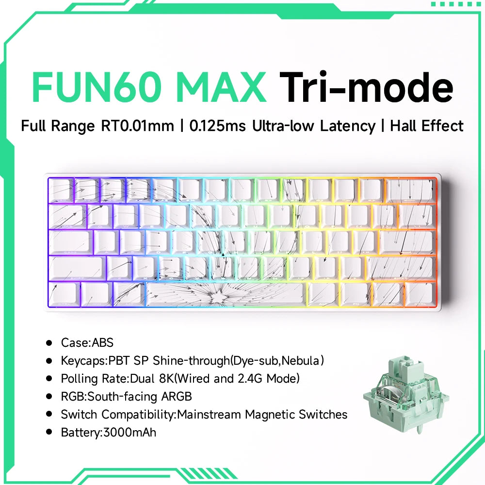 Teclado Gamer Akko MonsGeek FUN68/FUN60 PRO — 60% 65% HE Magnético, Rapid Trigger 8K, RGB