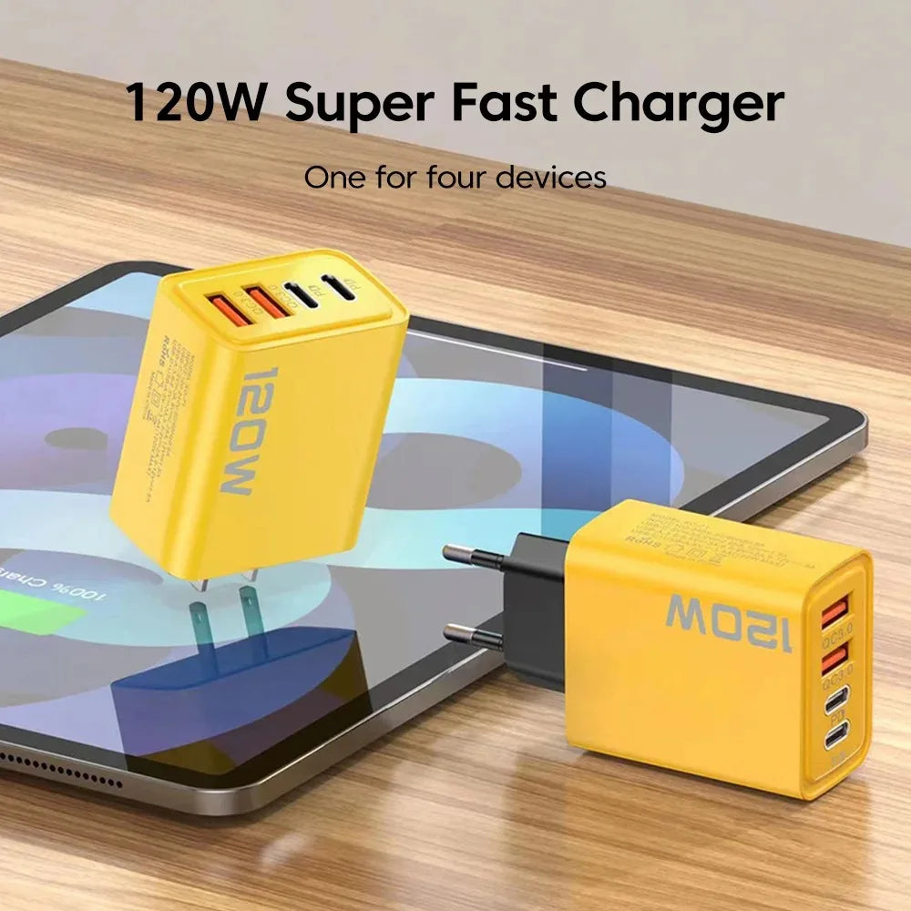 Carregador USB-C 4 Portas com Carga Rápida PD 3.0