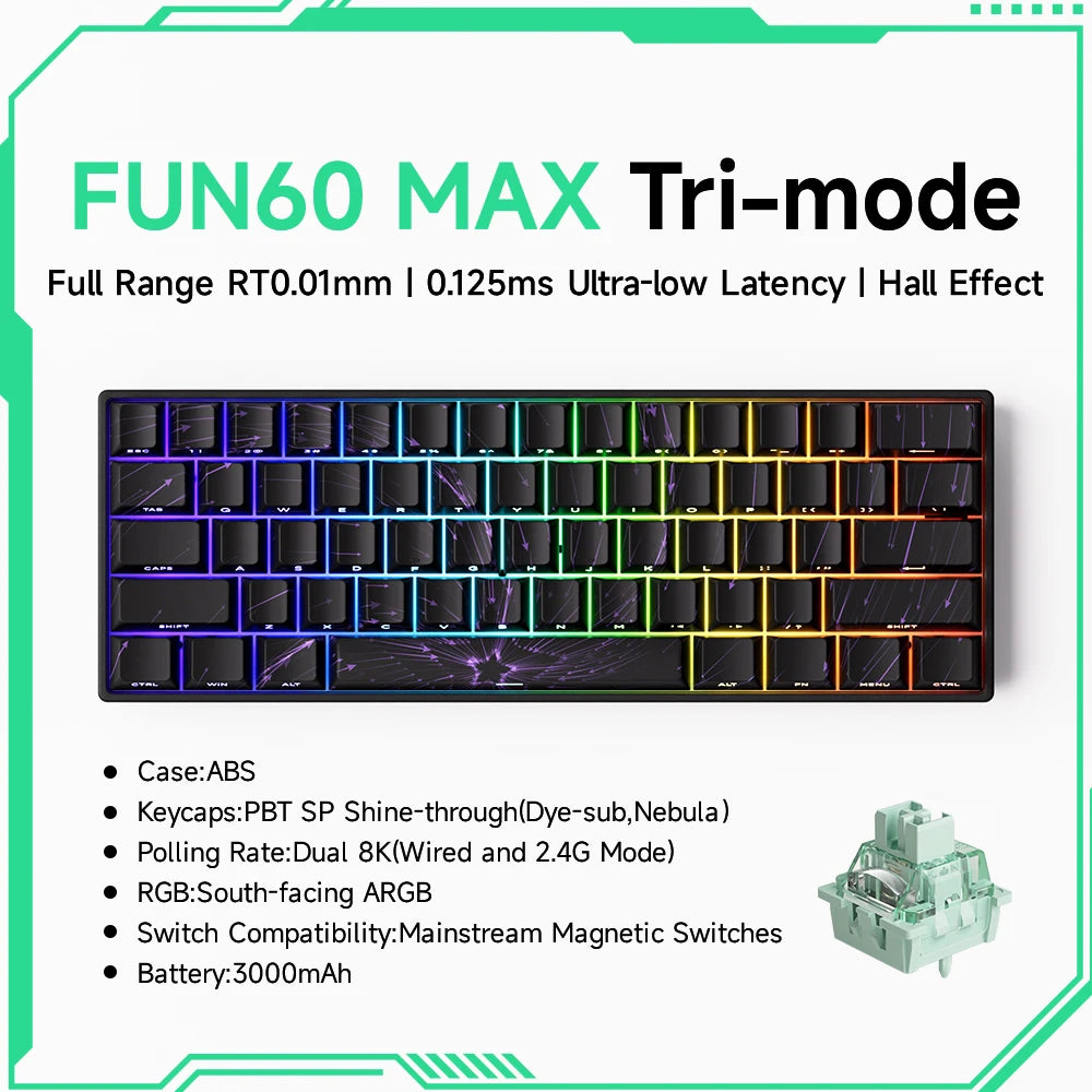 Teclado Gamer Akko MonsGeek FUN68/FUN60 PRO — 60% 65% HE Magnético, Rapid Trigger 8K, RGB