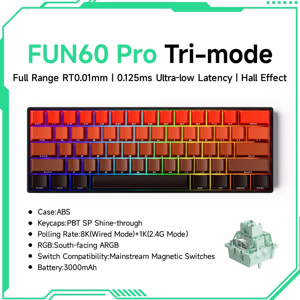 Teclado Gamer Akko MonsGeek FUN68/FUN60 PRO — 60% 65% HE Magnético, Rapid Trigger 8K, RGB