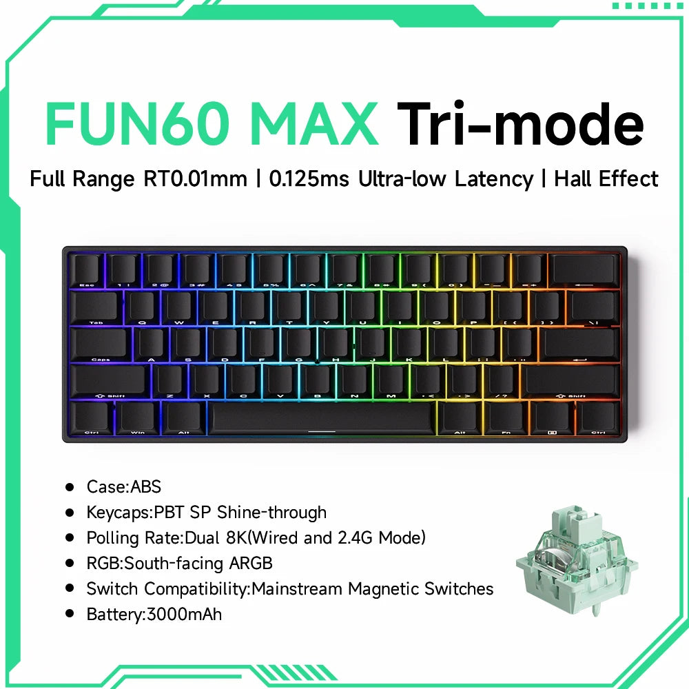 Teclado Gamer Akko MonsGeek FUN68/FUN60 PRO — 60% 65% HE Magnético, Rapid Trigger 8K, RGB