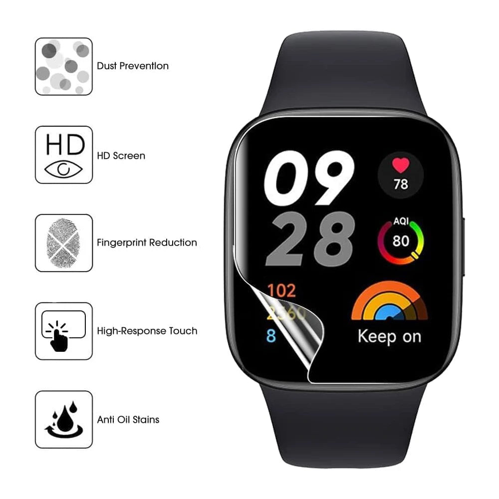 Películas de Hidrogel para Redmi Watch 3 Active/Lite - Kit 3 ou 6un
