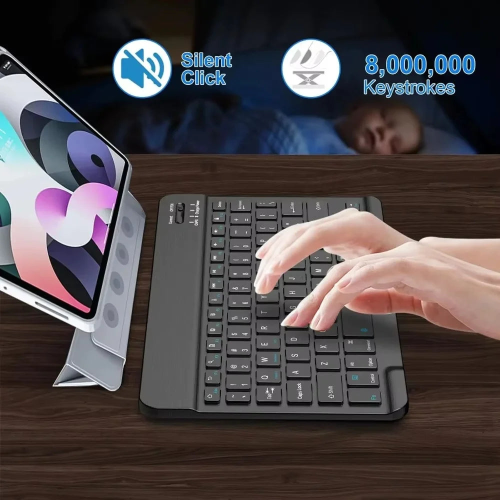 Teclado Bluetooth 5.1 Mini Sem Fio para iPad e Tablet