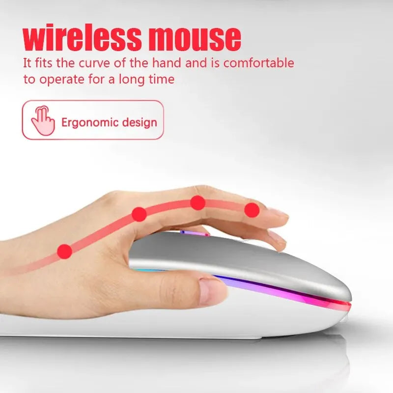 Mouse Gamer Sem Fio RGB Recarregável 3600 DPI