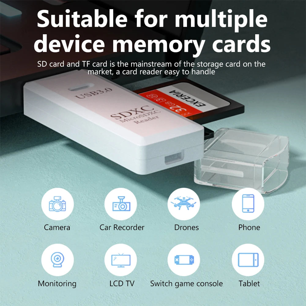 Leitor de Cartão USB 3.0 2 em 1 - Micro SD e TF Alta Velocidade