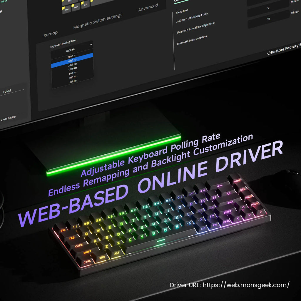 Teclado Gamer Akko MonsGeek FUN68/FUN60 PRO — 60% 65% HE Magnético, Rapid Trigger 8K, RGB