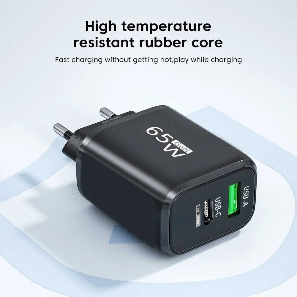 Carregador USB-C 65W GaN com Carga Rápida PD 3.0