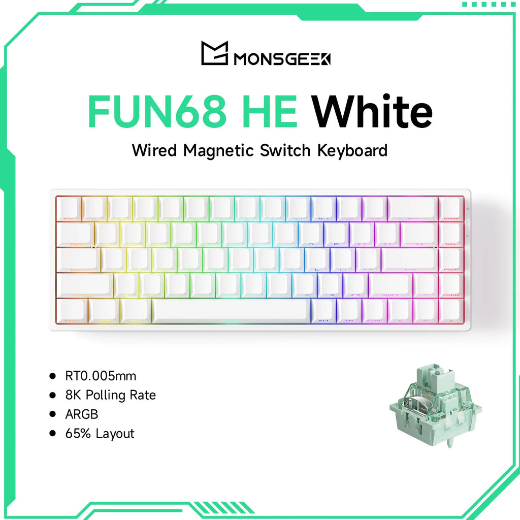 Teclado Gamer Akko MonsGeek FUN68/FUN60 PRO — 60% 65% HE Magnético, Rapid Trigger 8K, RGB