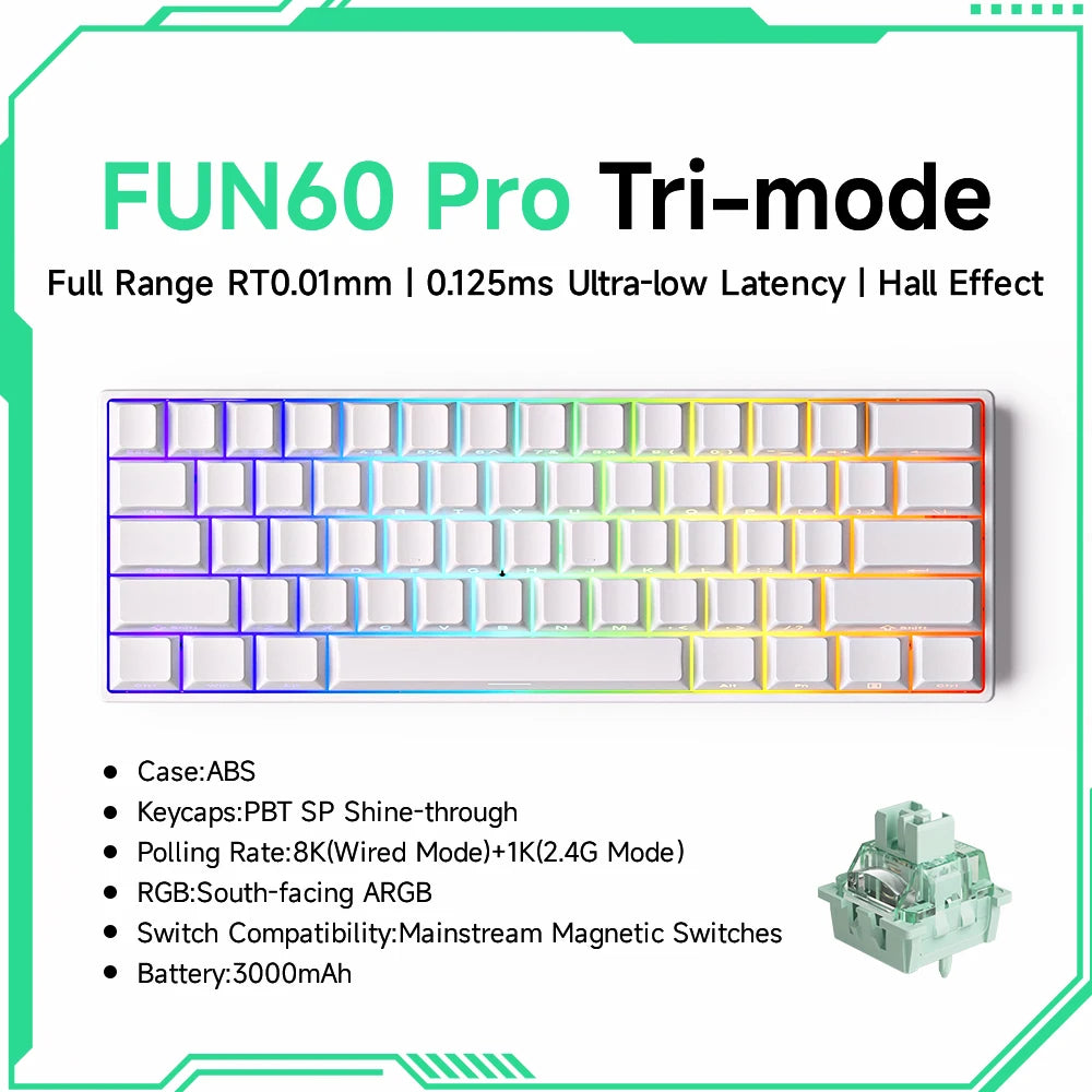 Teclado Gamer Akko MonsGeek FUN68/FUN60 PRO — 60% 65% HE Magnético, Rapid Trigger 8K, RGB