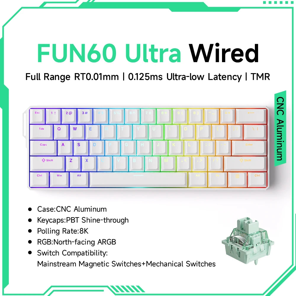 Teclado Gamer Akko MonsGeek FUN68/FUN60 PRO — 60% 65% HE Magnético, Rapid Trigger 8K, RGB