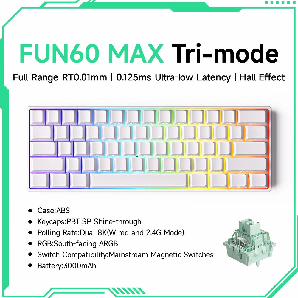 Teclado Gamer Akko MonsGeek FUN68/FUN60 PRO — 60% 65% HE Magnético, Rapid Trigger 8K, RGB