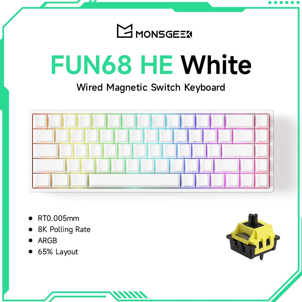Teclado Gamer Akko MonsGeek FUN68/FUN60 PRO — 60% 65% HE Magnético, Rapid Trigger 8K, RGB