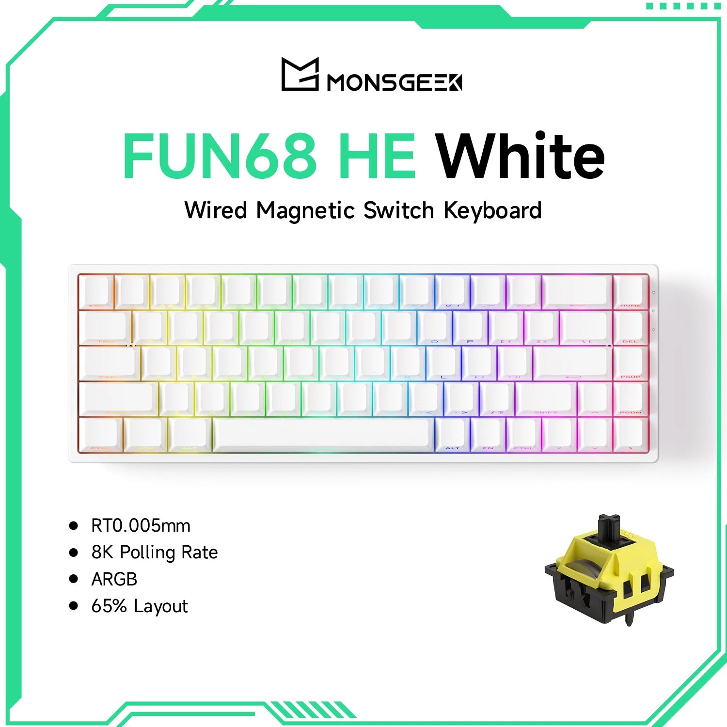 Teclado Gamer Akko MonsGeek FUN68/FUN60 PRO — 60% 65% HE Magnético, Rapid Trigger 8K, RGB