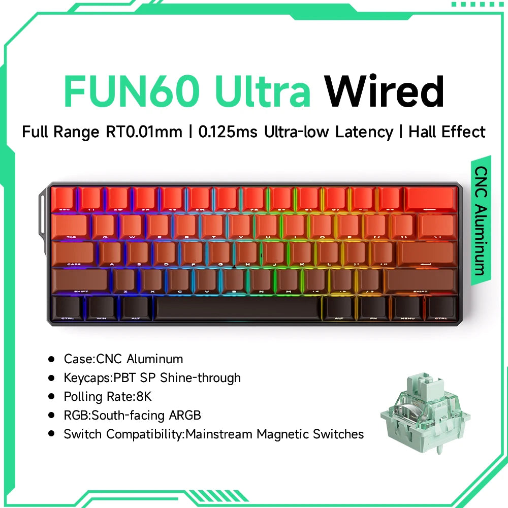 Teclado Gamer Akko MonsGeek FUN68/FUN60 PRO — 60% 65% HE Magnético, Rapid Trigger 8K, RGB