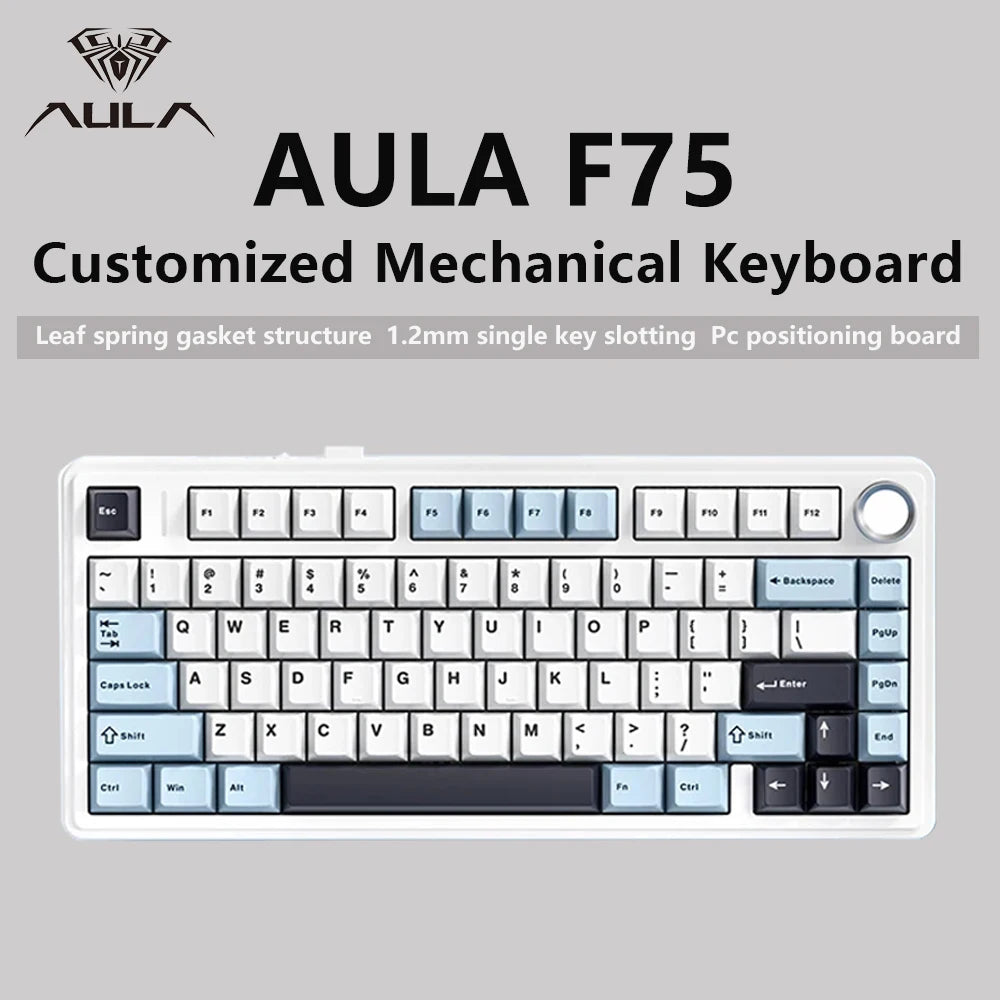 Teclado Mecânico Gamer AULA F75 75% Wireless/Bluetooth/USB RGB