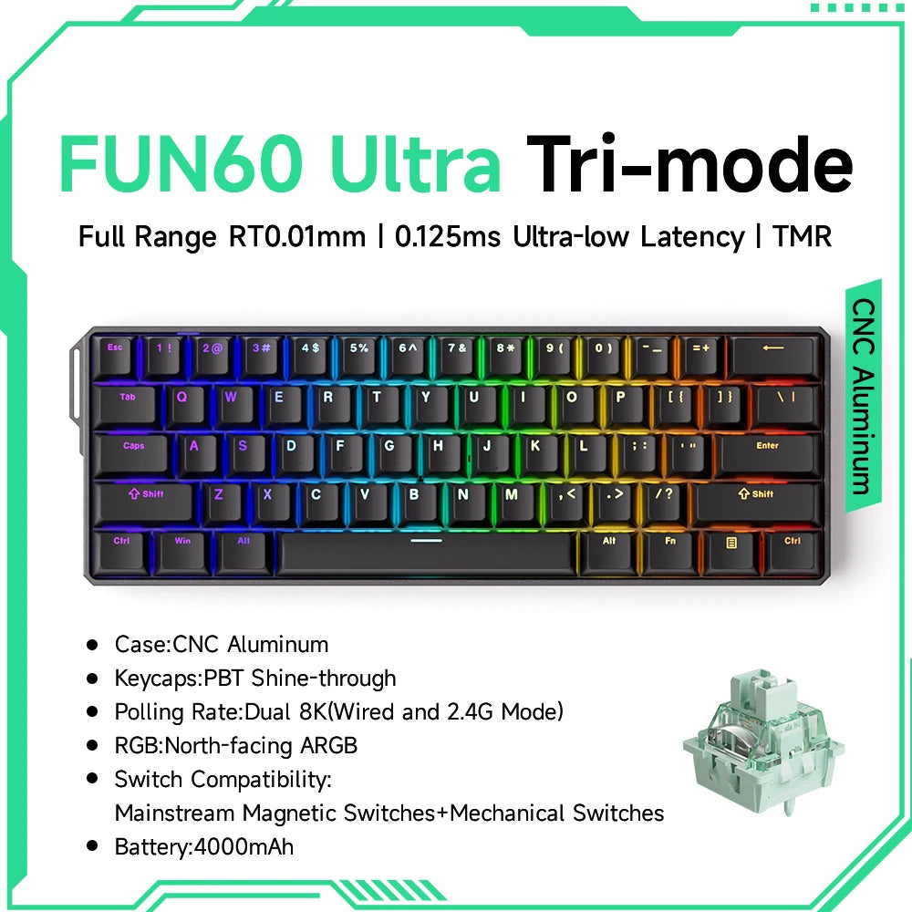 Teclado Gamer Akko MonsGeek FUN68/FUN60 PRO — 60% 65% HE Magnético, Rapid Trigger 8K, RGB