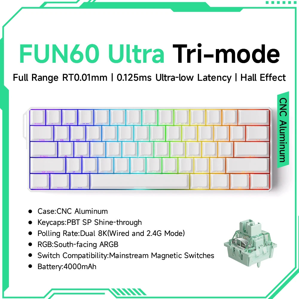 Teclado Gamer Akko MonsGeek FUN68/FUN60 PRO — 60% 65% HE Magnético, Rapid Trigger 8K, RGB