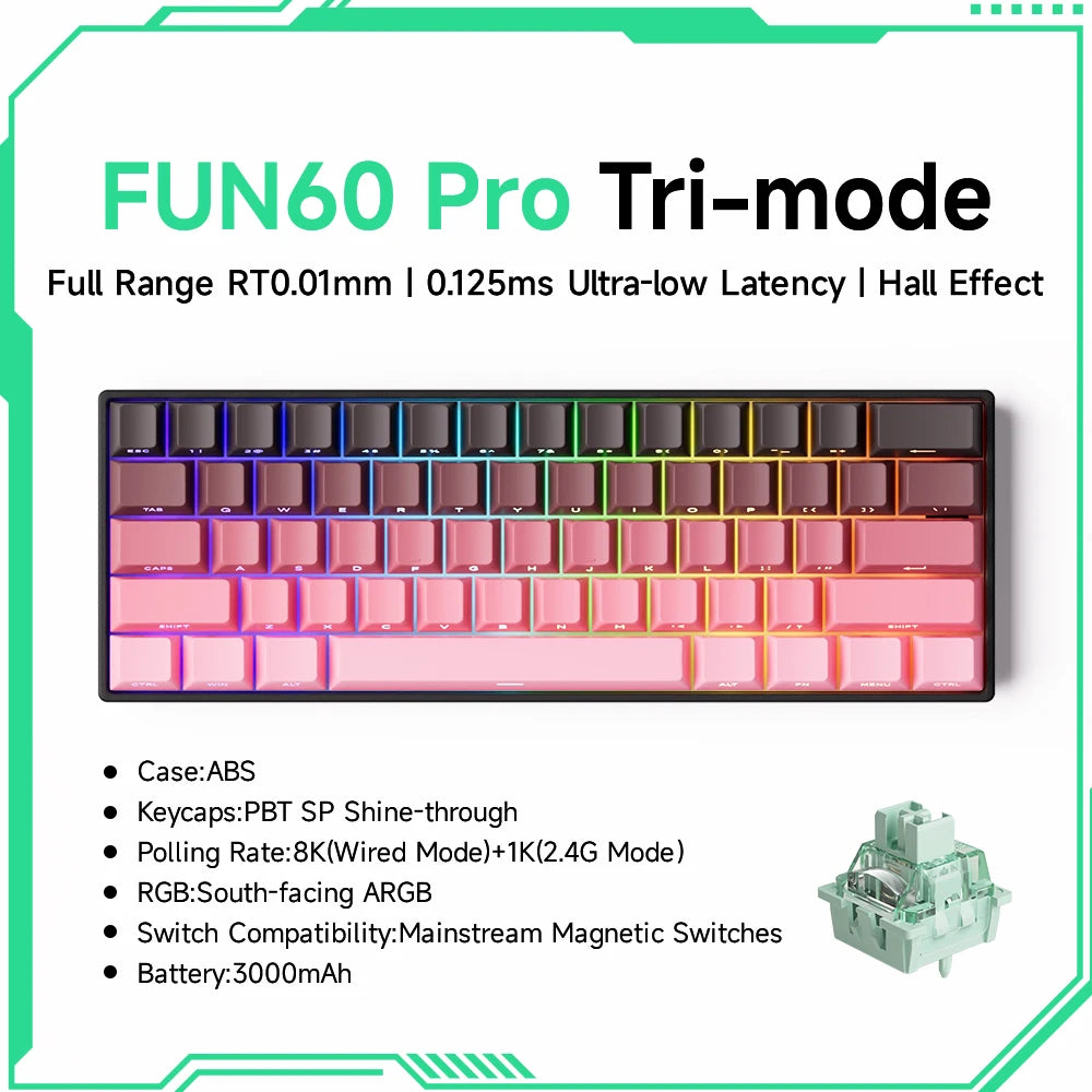 Teclado Gamer Akko MonsGeek FUN68/FUN60 PRO — 60% 65% HE Magnético, Rapid Trigger 8K, RGB