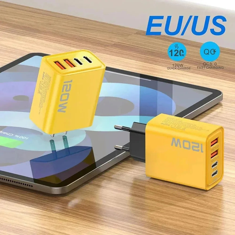 Carregador USB-C 4 Portas com Carga Rápida PD 3.0