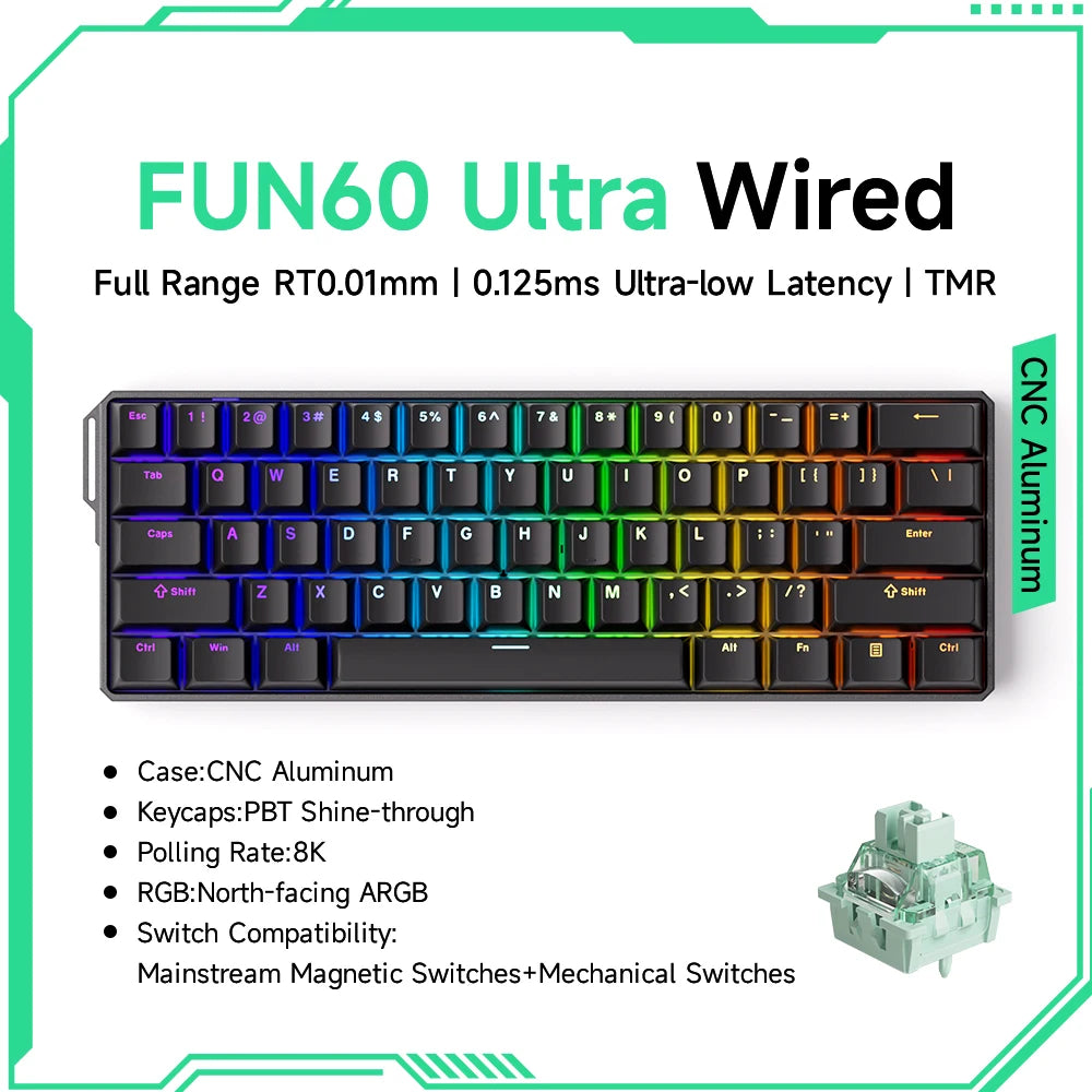 Teclado Gamer Akko MonsGeek FUN68/FUN60 PRO — 60% 65% HE Magnético, Rapid Trigger 8K, RGB