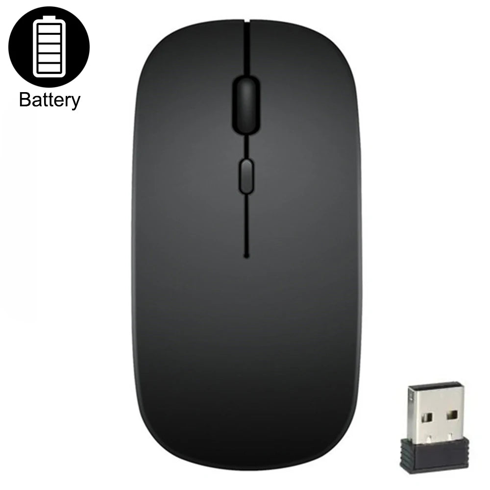 Mouse Sem Fio Slim 2.4GHz 1600DPI Silencioso Ergônomico