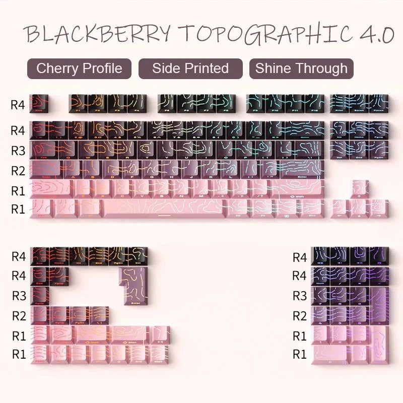 Keycaps Topográficas 4.0 PBT 98 Teclas Cherry Profile