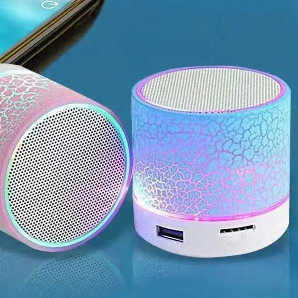 Mini Caixa de Som Bluetooth Subwoofer com LED RGB