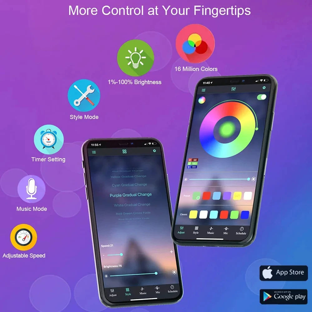 Fita LED Inteligente Bluetooth 5050 App + Controle