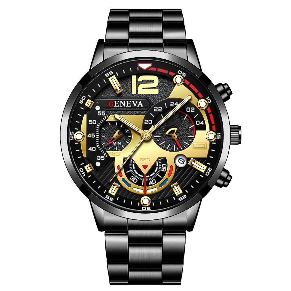 Relógio Masculino Analógico Aço Inox com Calendário