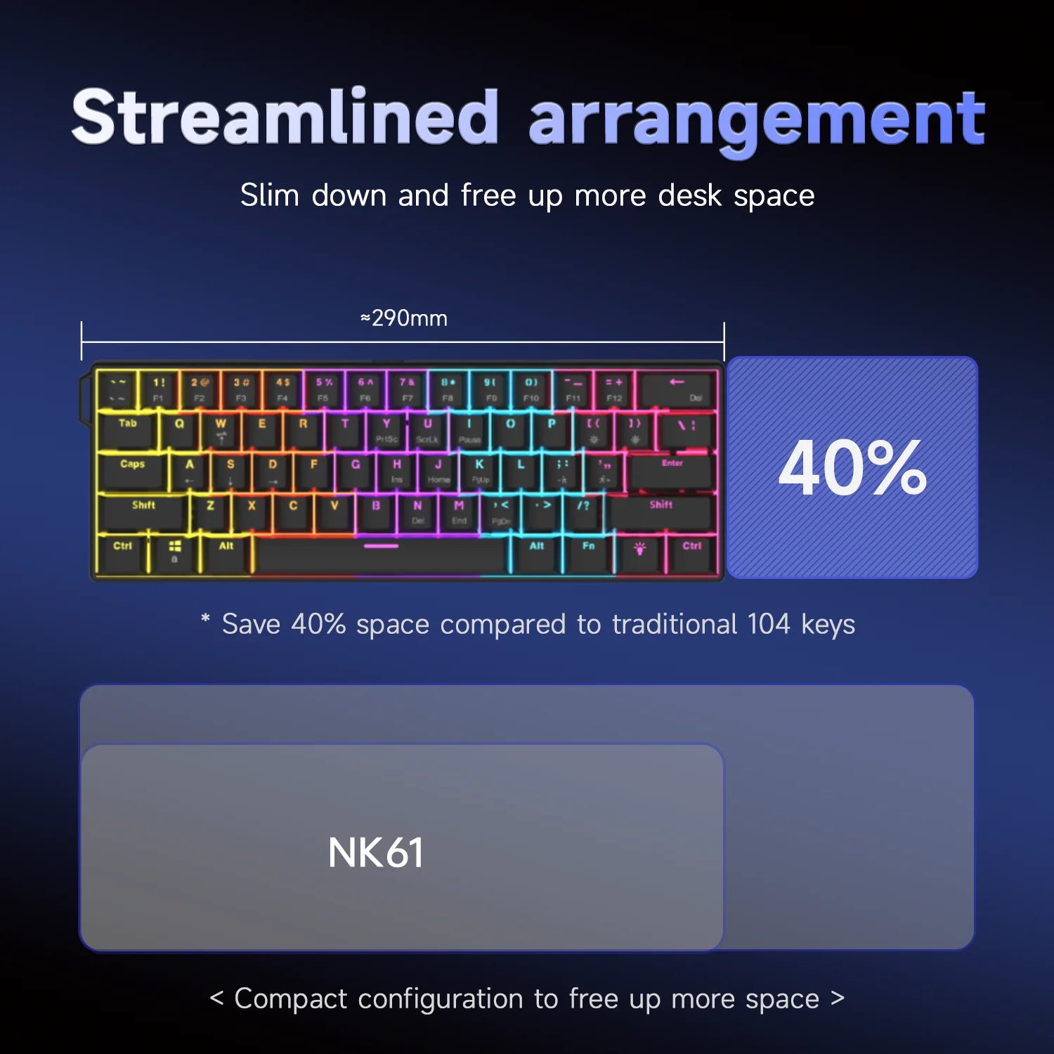 Teclado Mecânico Ajazz NK61 60% RGB Hot-Swappable