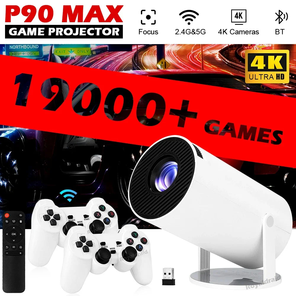 Projetor Gamer P90 Max 4K Android 11 + 19.000 Jogos