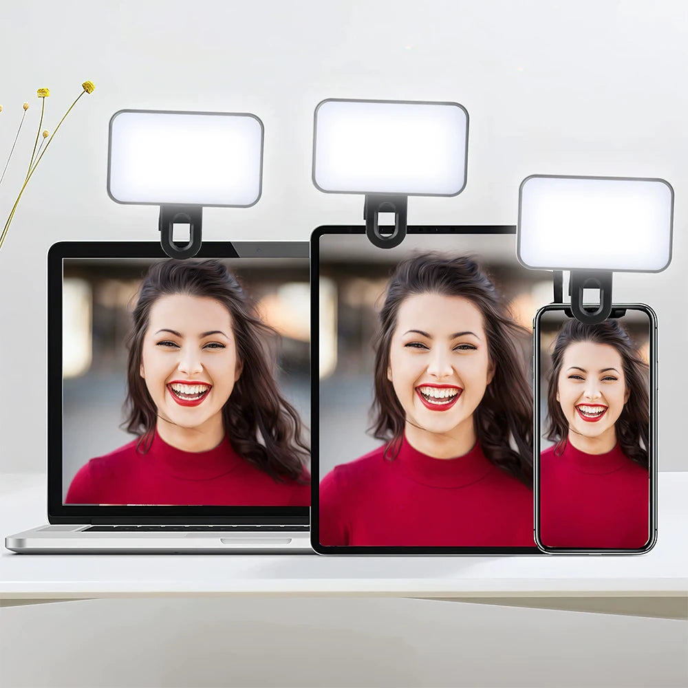 Mini Luz LED para Selfie Recarregável 3 Modos