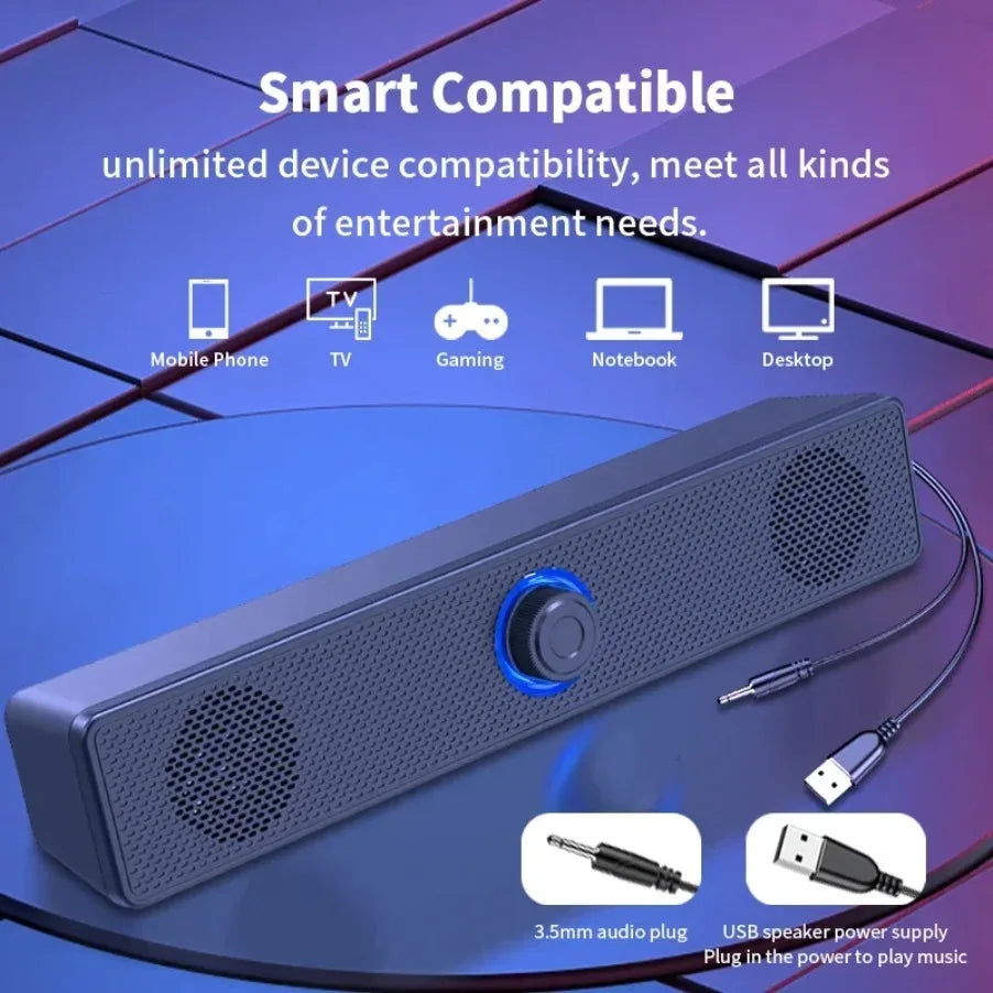 Soundbar para PC Bluetooth e Com Fio USB