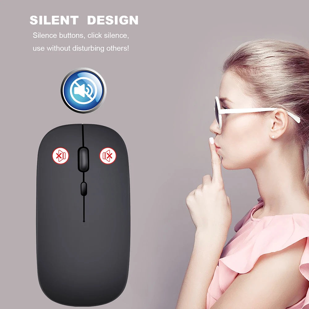 Mouse Sem Fio Slim 2.4GHz 1600DPI Silencioso Ergônomico