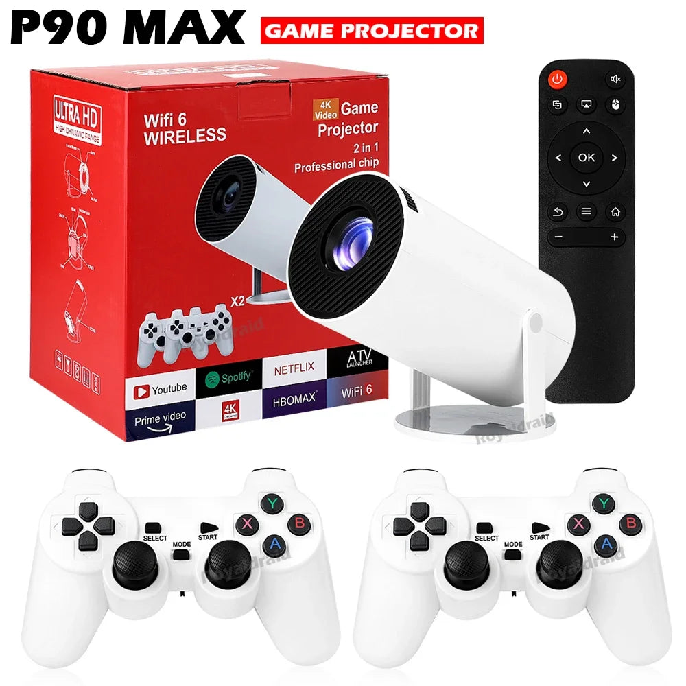 Projetor Gamer P90 Max 4K Android 11 + 19.000 Jogos