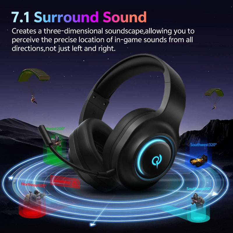 Fone QCY Heroad V200 Over-Ear 7.1 Surround Bluetooth