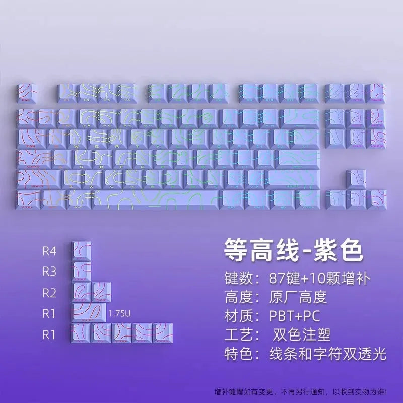 Keycaps Topográficas 4.0 PBT 98 Teclas Cherry Profile