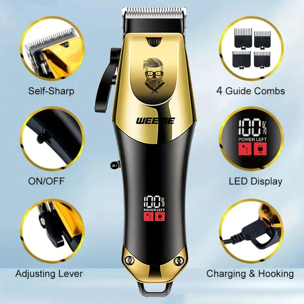 Máquina de Cortar Cabelo Vintage Sem Fio USB