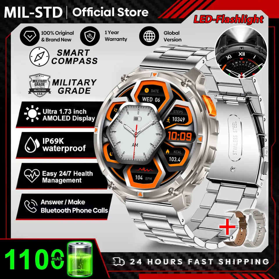Smartwatch T-Rex3 Pro Militar GPS 5ATM 1100mAh — Pulseiras Intercambiáveis