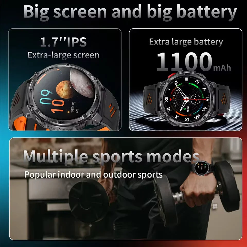 Smartwatch T-Rex3 Pro Militar GPS 5ATM 1100mAh — Pulseiras Intercambiáveis