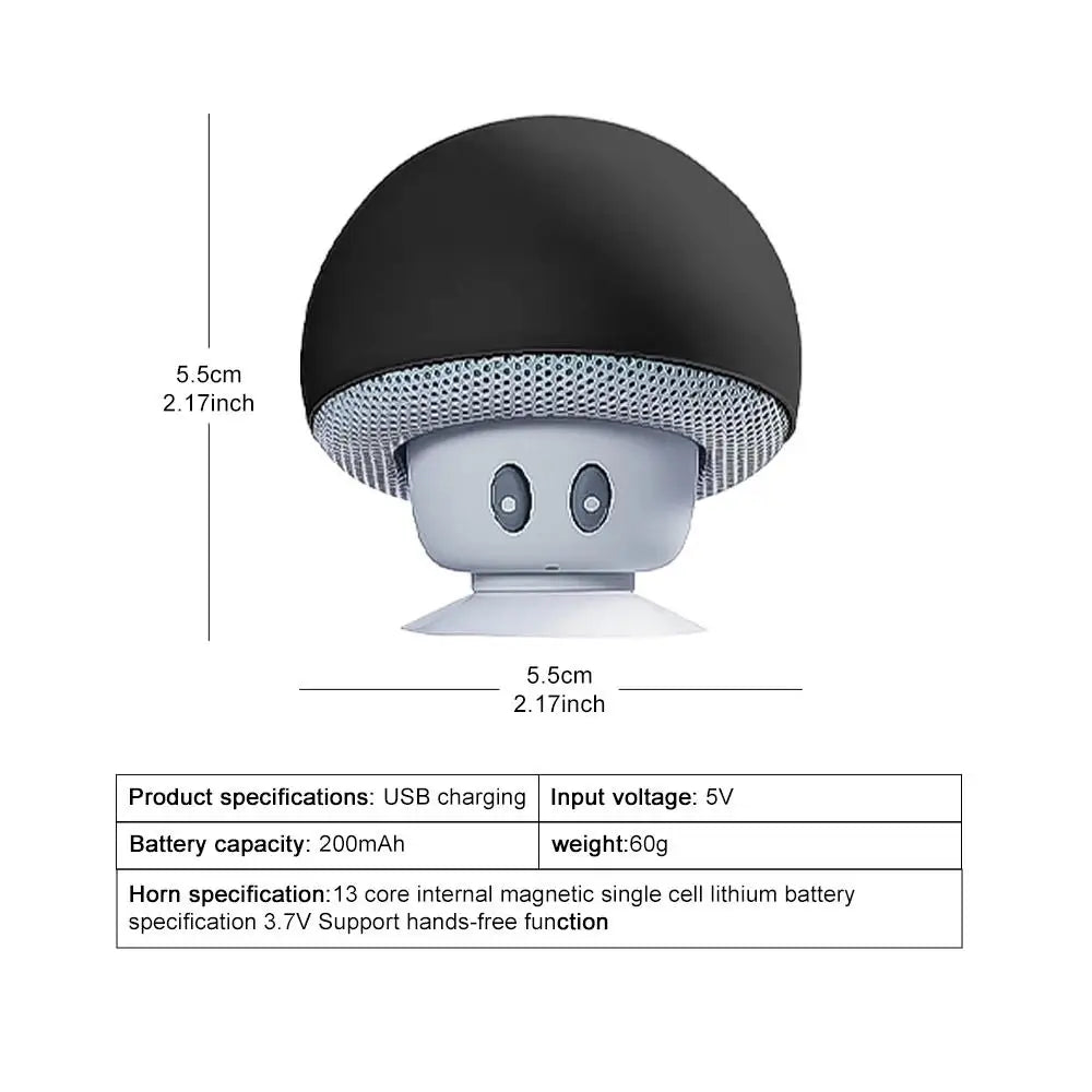 Mini Caixa de Som Bluetooth Cogumelo À Prova D'água