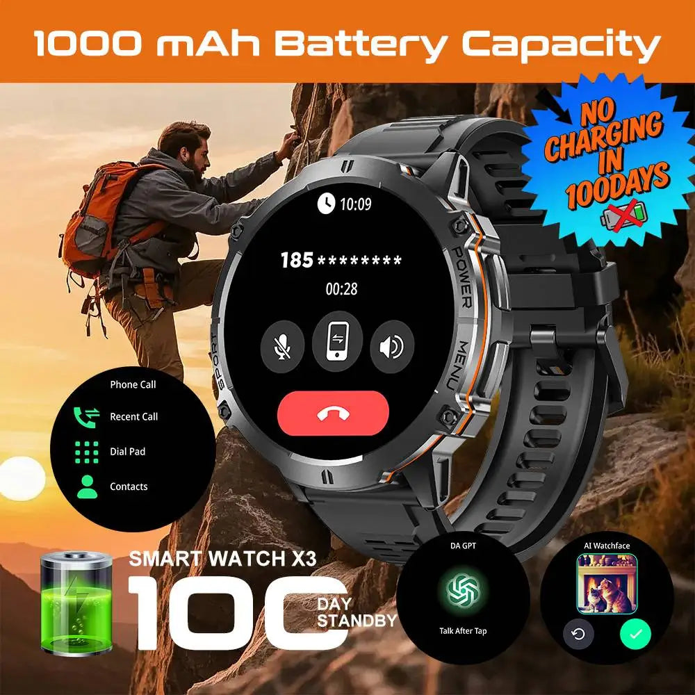 Smartwatch Leadoys X3 Outdoor 10m À Prova D'água GPS