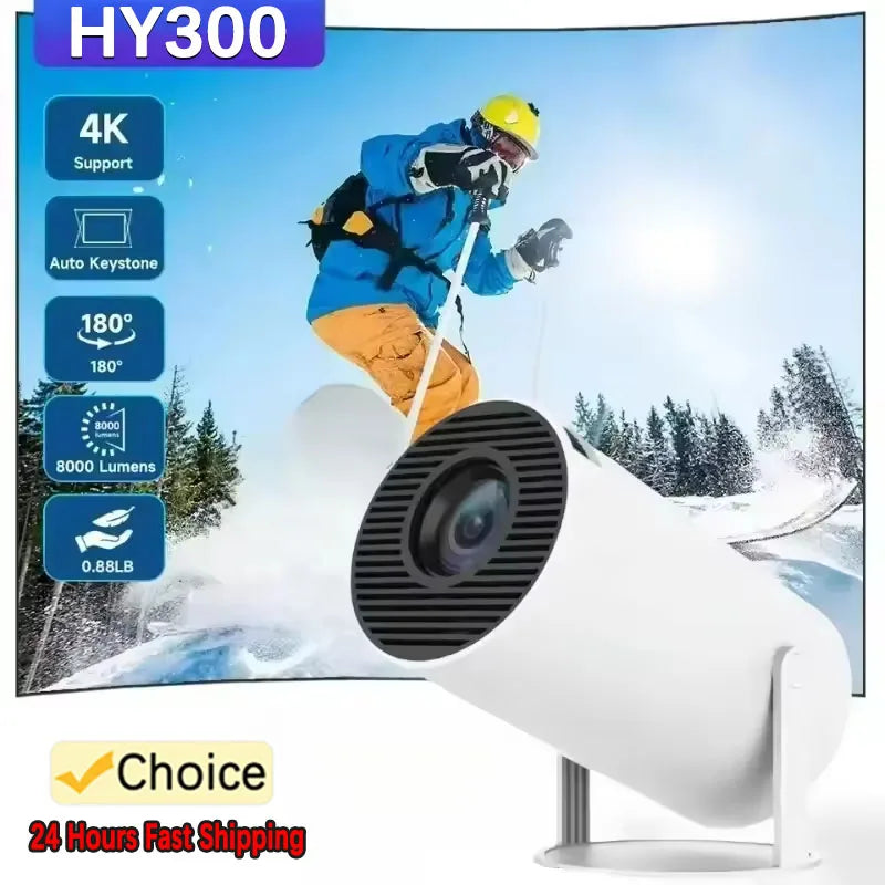 Projetor Portátil HY300 4K WiFi 1080p 8000 Lumens