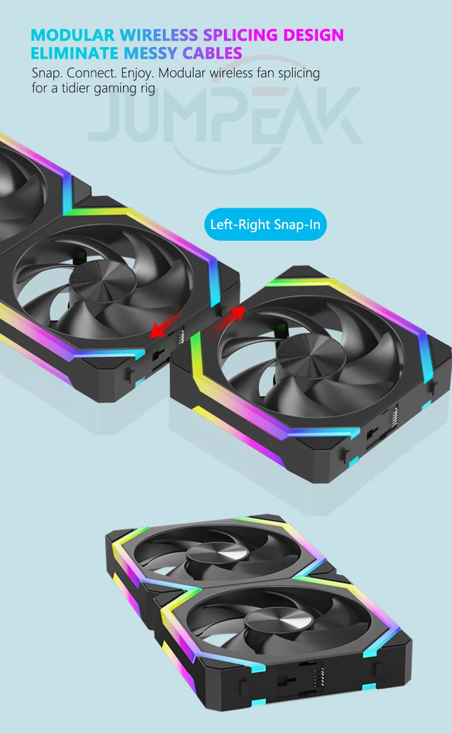 Kit Cooler ARGB 360mm JUMPEAK CS120 — Setup Completo com 3 Fans RGB PWM Silencioso.
