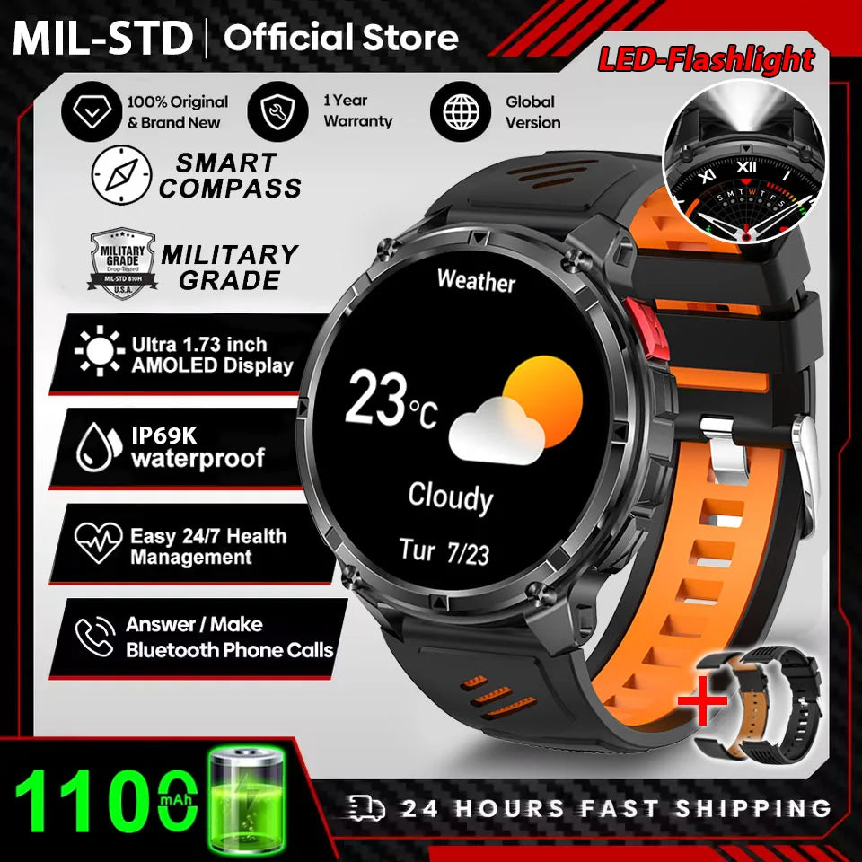 Smartwatch T-Rex3 Pro Militar GPS 5ATM 1100mAh — Pulseiras Intercambiáveis