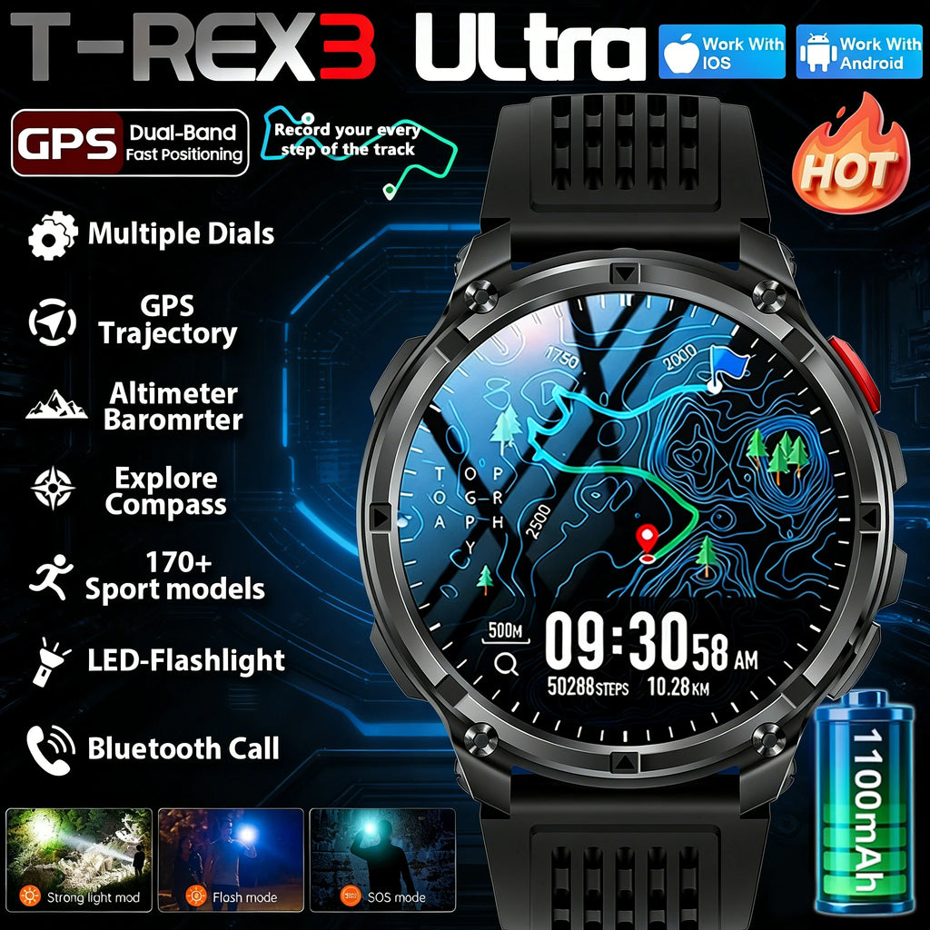 Smartwatch T-Rex3 Pro Militar GPS 5ATM 1100mAh — Pulseiras Intercambiáveis