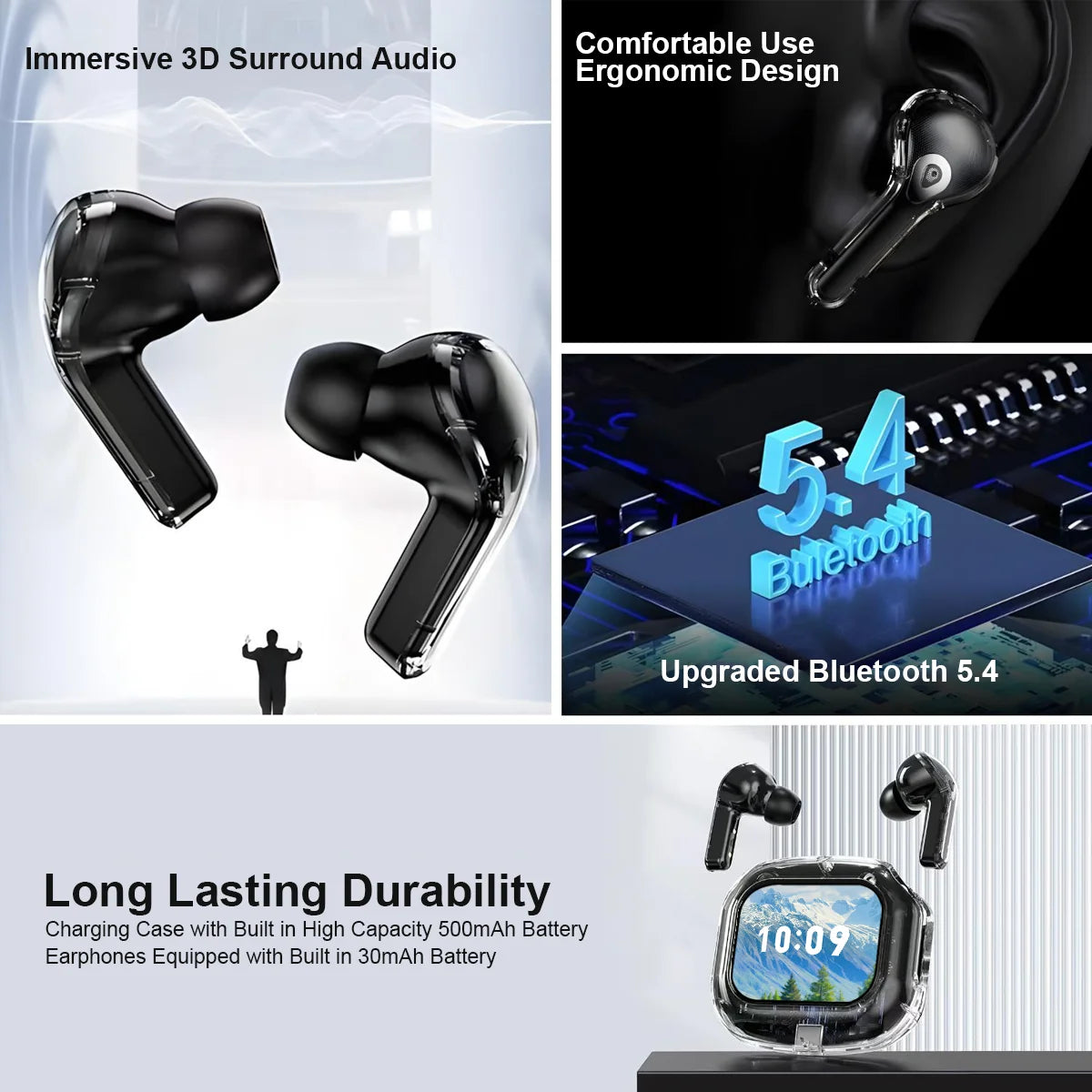 Fone Bluetooth TWS HiFi com Tradução em Tempo Real — 144 Idiomas